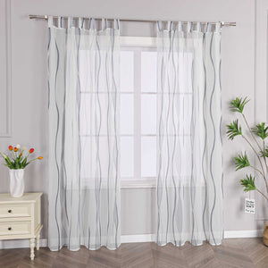 Curtain with Colorful Wave Patterns Sheer 1 Piece - Gray, W x H 140 x 175cm