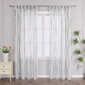 Curtain with Colorful Wave Patterns Sheer 1 Piece - Gray, W x H 140 x 145cm