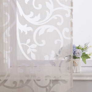 Sliding Panel Curtains Burnout Fabric Panel Curtains with Phoenix-Flower Pattern - Beige, H x W 245 x 57cm