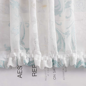 Curtain with Floral Pattern, Solid Color Lightweight Semi-Sheer