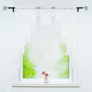 Cafe Curtain Window Valance with Textured Print with Rod Pocket - Silver, W x H 80 x 80cm