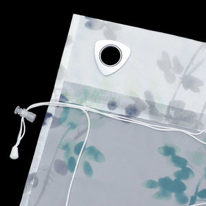 Roman Shade No-Drill Grommet Hook Hanging with Ink-Painting Design Sheer