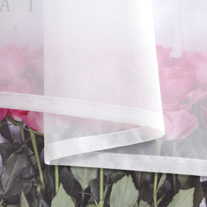 Cafe Curtain with Satin Ribbon Sheer 1 Piece - Black, H x W 60 x 120cm