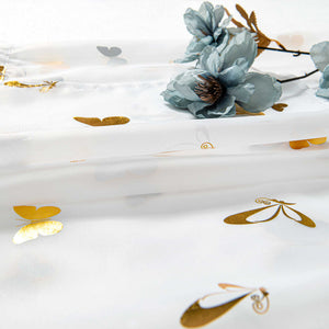 Cafe Curtain with Butterfly Shimmer Print Modern, Short - Silver, H x W 60 x 120cm