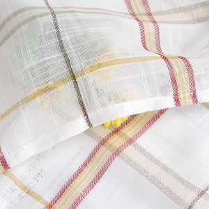 Cafe Curtains in Linen-Look Fabric with Check Pattern Set of 2 - Red, H x W 90 x 110cm