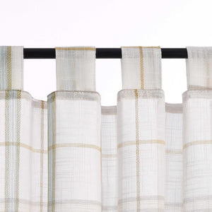 Cafe Curtains in Linen-Look Fabric with Check Pattern Set of 2 - Green, H x W 90 x 90cm