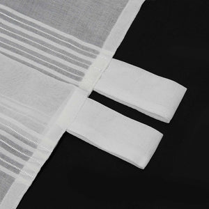Curtain Set of 2 Voile Curtains with Stripes Sheer - Beige, Tab-Top Panel