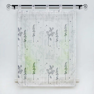 Roman Shade with Tab-Top Hanging with Chinese-Lantern Flower Pattern Semi-Sheer - Gray, W x H 120 x 140cm