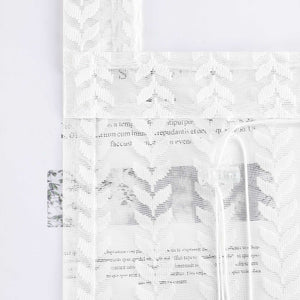 Roman Shade Sheer with Cutout Leaf Pattern and Tab-Top Hanging