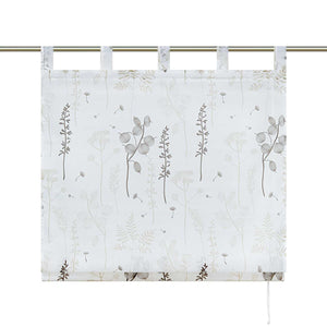 Roman Shade with Tab-Top Hanging with Chinese-Lantern Flower Pattern Semi-Sheer
