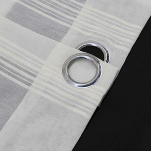 Curtain Set of 2 Voile Curtains with Stripes Sheer