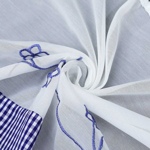 Cafe Curtains with Vintage Check Pattern Country Style Short 1 Piece - Blue, H x W 60 x 90cm