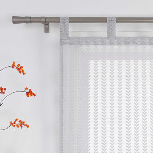 Roman Shade Sheer with Cutout Leaf Pattern and Tab-Top Hanging - White, W x H 120 x 140cm
