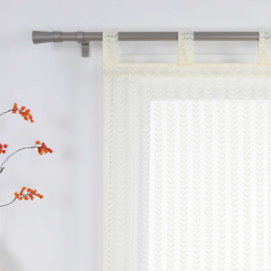 Roman Shade Sheer with Cutout Leaf Pattern and Tab-Top Hanging - Beige, W x H 80 x 140cm