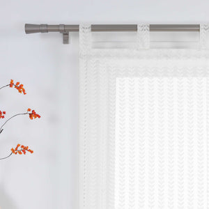 Roman Shade Sheer with Cutout Leaf Pattern and Tab-Top Hanging