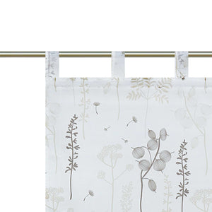 Roman Shade with Tab-Top Hanging with Chinese-Lantern Flower Pattern Semi-Sheer