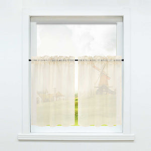Cafe Curtain with Rod Pocket Gatherable 2 Pieces