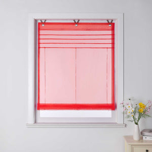 Roman Shade with V-Shaped Tabs Light-Filtering Solid Color Height-Adjustable 1 Piece - Red, W x H 120 x 140cm
