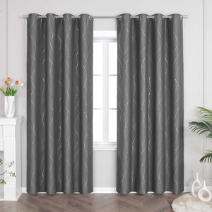Blackout Grommet Curtain with Silver Accents - Blue, H x W 245 x 140 cm