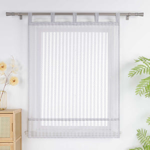 Roman Shade Sheer with Cutout Leaf Pattern and Tab-Top Hanging - White, W x H 60 x 140cm