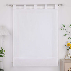 Roman Shade with Tab-Top Hanging Kitchen Curtains 1 Piece - White, W x H 80 x 140cm