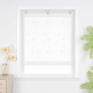 Roman Shade with Circle Pattern and Hook Hanging - Black, W x H 60 x 140cm