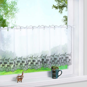 Cafe Curtain with Maple-Leaf Design - White, H x W 60 x 140cm