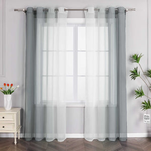 Sheer Curtains with Gradient Set of 2 - Gray, grommets