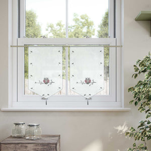 Cafe Curtain with Owls for Small Windows 1 Piece/ Bistro - Gray, W x H 40 x 90cm