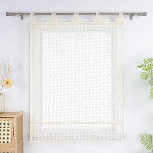 Roman Shade Sheer with Cutout Leaf Pattern and Tab-Top Hanging - Gray, W x H 120 x 140cm