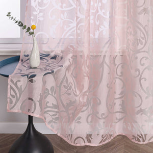 Curtains with Vine Pattern - Pink, Curtain-Tape Panel