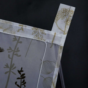 Roman Shade with Tab-Top Hanging with Chinese-Lantern Flower Pattern Semi-Sheer