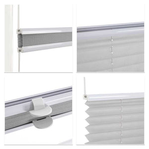 Pleated Blind Gray No-Drill made of Polyester 1 Piece - Gray, W x H 50 x 110cm