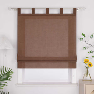 Roman Shade with Tab-Top Hanging Kitchen Curtains 1 Piece - Beige, W x H 140 x 140cm
