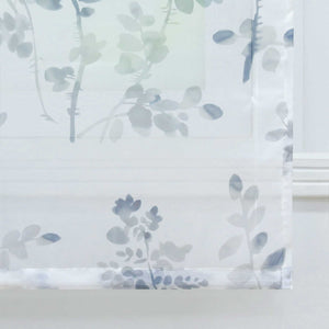 Roman Shade No-Drill Grommet Hook Hanging with Ink-Painting Design Sheer