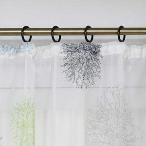 Curtain with Floral Pattern and Curtain Tape - Curtain-Tape Panel, Blue