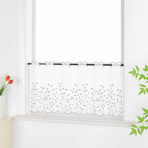 Cafe Curtain with Floral Embroidery/ Voile with Eyelet Header Country Style 1 Piece - White, H x W 30 x 90cm