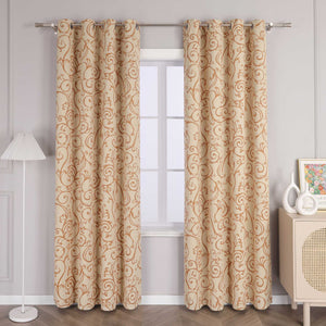 Blackout Grommet Curtain Opaque Grommet Curtain Panel 1 Piece - Beige, H x W 145 x 135 cm