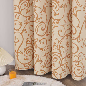 Blackout Grommet Curtain Opaque Grommet Curtain Panel 1 Piece - Beige, H x W 260 x 135 cm