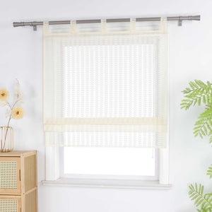 Roman Shade Sheer with Cutout Leaf Pattern and Tab-Top Hanging - Beige, W x H 60 x 140cm