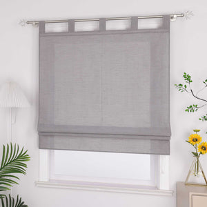 Roman Shade with Tab-Top Hanging Kitchen Curtains 1 Piece - Gray, W x H 120 x 140cm