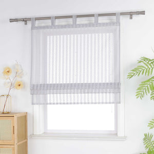 Roman Shade Sheer with Cutout Leaf Pattern and Tab-Top Hanging - White, W x H 100 x 140cm