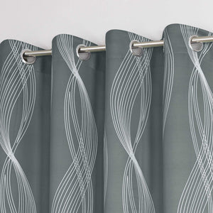 Blackout Grommet Curtain Opaque Thermal with Water-Wave Pattern 1 Piece