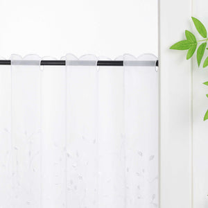 Cafe Curtain with Floral Embroidery/ Voile with Eyelet Header Country Style 1 Piece - White, H x W 30 x 120cm