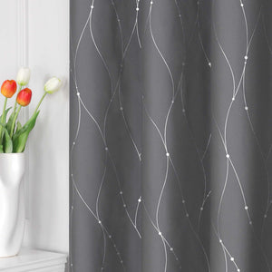 Blackout Grommet Curtain with Silver Accents - Dark Gray, H x W 225 x 140 cm