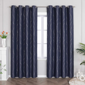 Blackout Grommet Curtain with Silver Accents - Light Gray, H x W 145 x 140 cm