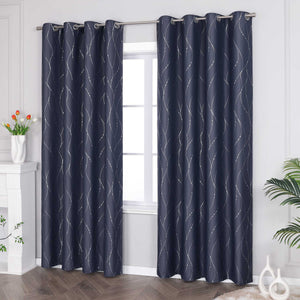 Blackout Grommet Curtain with Silver Accents - Light Gray, H x W 175 x 140 cm