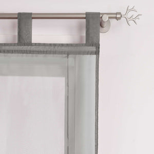 Roman Shade Tab-Top Curtain Solid Color Sheer Voile with Decorative Folds 1 Piece - Gray, H x W 155 x 80cm