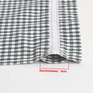 Short Curtains in Valance Style with Check Pattern Set of 2 - Beige, H x W 80 x 80cm