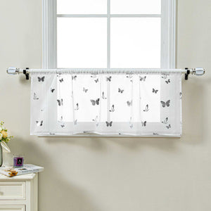 Cafe Curtain with Butterfly Shimmer Print Modern, Short - Gold, H x W 30 x 90cm